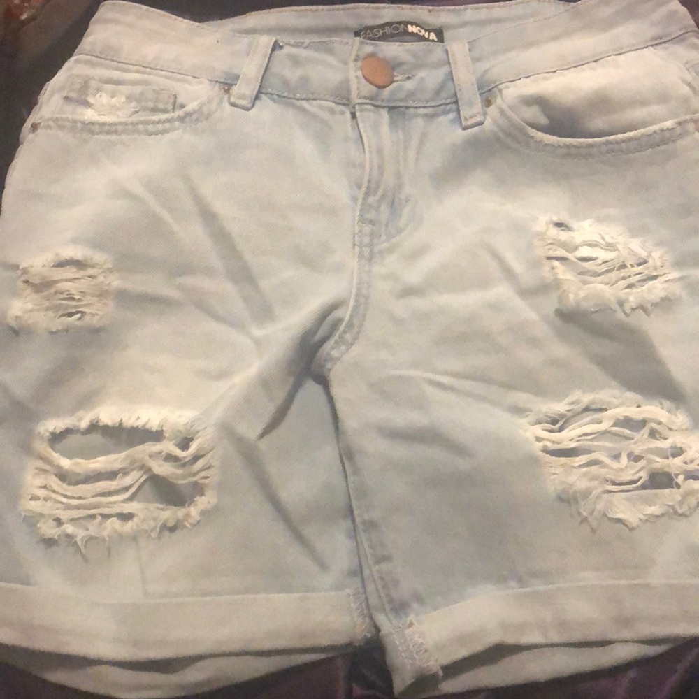 High rise denim shorts